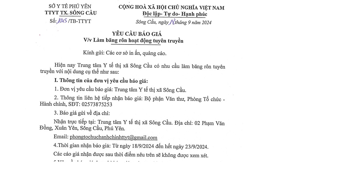 Yêu cầu báo giá băng rôn hoạt động tuyên truyền